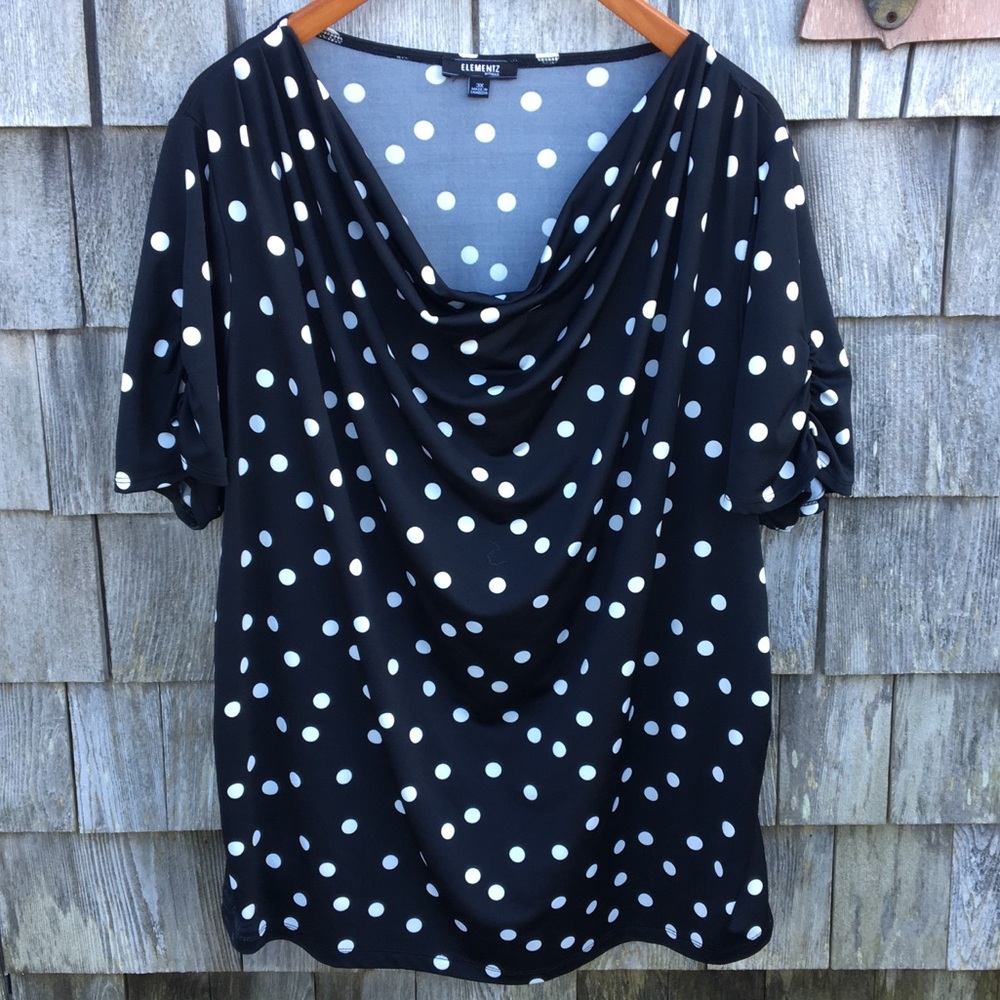 Plus size 3X polka dot stretch blouse